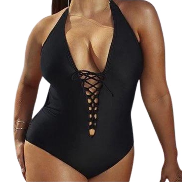 Ashley Graham Other - Swimsuits For All Ashley Graham | NWOT Black CEO Lace Up One Piece Swimsuit | 22